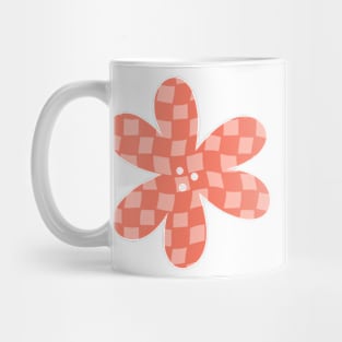 Checker Board Flower - coral and peach Mug